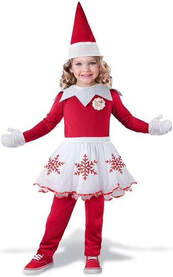ladies elf dress Christmas Women's Costume Green and Hat The signature red and green elf hat is decorated with gold bells that will make you jingle all the way Elf Adult Jovie Costume |